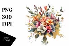 Colorful Bouquet with Freesia | Sublimation | Clipart Product Image 3