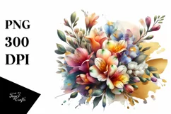 Colorful Bouquet with Freesia | Sublimation | Clipart Product Image 3