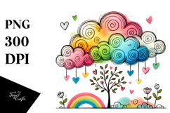 Simple Cloud with Hearts PNG Product Image 1