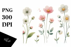 Cute Flower Watercolor PNG Product Image 1
