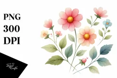 Cute Flower Watercolor PNG Product Image 1
