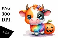 Simple Baby Cow Hallo Halloween | Sublimation Clipart Product Image 3