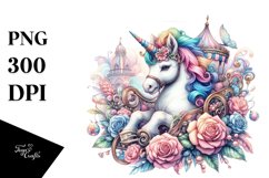 Colorful Baby Unicorn in Renaissance Fair, PNG Product Image 1