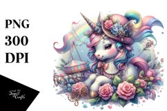 Colorful Pastel Baby Unicorn at Renaissance Fair, Product Image 1