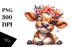 Goofy Baby Calf with Flower Crown PNG Product Image 1