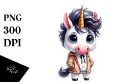 Unicorn Big Eyes Standing Up Raincoat | Clipart Product Image 3