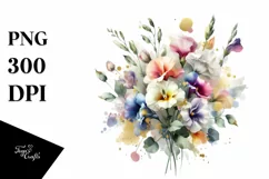Colorful Bouquet with Sweet Pea | Sublimation | Clipart Product Image 3