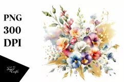 Colorful Bouquet with Sweet Pea | Sublimation | Clipart Product Image 3
