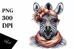 Funny Cute Zebra Silk Scarf | Sublimation Clipart Product Image 3
