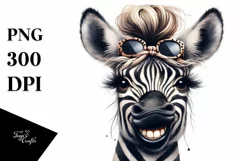 Funny Zebra Portrait | Watercolor Clipart Product Image 3
