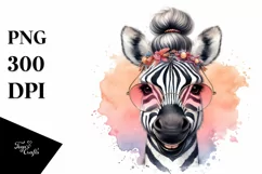 Funny Zebra Portrait | Watercolor Clipart Product Image 1