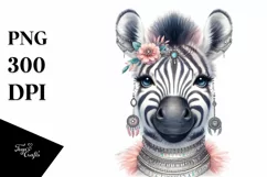 Funny Zebra Portrait | Watercolor Clipart Product Image 3