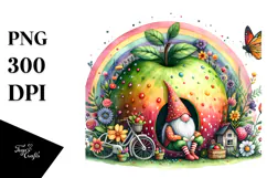 Colorful Gnome House with Rainbow | Watercolor Clipart Product Image 1