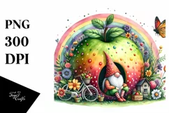 Colorful Gnome House with Rainbow | Watercolor Clipart Product Image 1