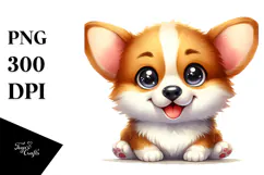 Cartoon Pembroke Welsh Corgi, Watercolor Design Product Image 1