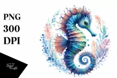 Sea Horse Watercolor Clipart Product Image 1