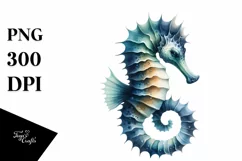 Watercolor Sea Horse Sticker Clipart Product Image 1