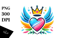 Colorful Crown Heart PNG Product Image 1