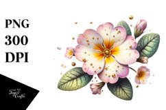 Glossy Primrose Shiny Golden Watercolor Splash | Clipart Product Image 1