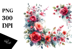 Vibrant Red Roses | Watercolor Clipart Product Image 1