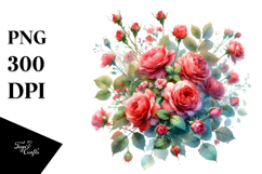 Vibrant Red Roses | Watercolor Clipart Product Image 1