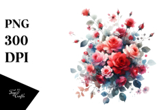 Vibrant Red Roses | Watercolor Clipart Product Image 1