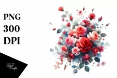 Vibrant Red Roses | Watercolor Clipart Product Image 1