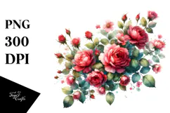 Vibrant Red Roses | Watercolor Clipart Product Image 1