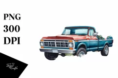 Pickup Truck with Flowers USA Flag Product Image 1