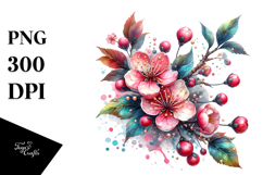 Cherry Blossom Watercolor Clipart Product Image 1