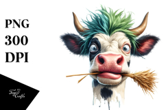 Funny Cow with Crazy Hair, High-Res PNG Product Image 1