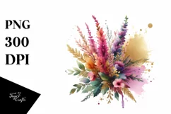 Watercolor Abstract Vibrant Bouquet Gold Foil with Heather Product Image 3
