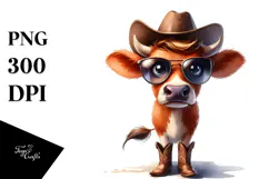 Colorful Cow with Sunglasses Clipart Product Image 1