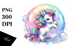 Colorful Pastel Baby Unicorn Twirling | Clipart Product Image 1