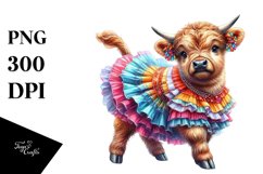 Colorful Baby Cow with Rumba Dancer&#039;s Outfit, PNG Product Image 1