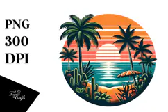 Retro Tropical Beach Sunset, 20 oz Tumbler Product Image 1