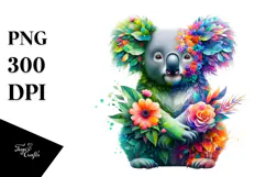 Vibrant Koala with 3D Floral Body PNG Product Image 1