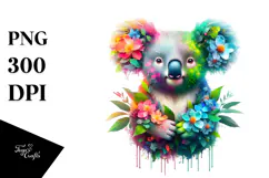 Vibrant Koala with 3D Floral Body PNG Product Image 1