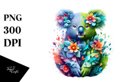 Vibrant Koala with 3D Floral Body PNG Product Image 1