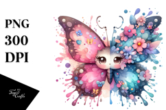 Cute Butterfly with Splashes PNG Product Image 1