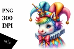 Baby Unicorn in Jester's Hat, PNG Product Image 3