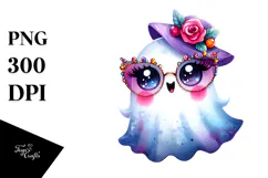Funny Cute Ghost with Glam Accessories PNG Product Image 1