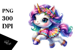 Cute Baby Unicorn Running, Transparent PNG Product Image 1