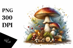 mushroom watercolor splash PNG Product Image 1