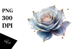 Red Rose with Golden Insertions PNG Product Image 1