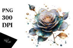 Red Rose with Golden Insertions PNG Product Image 1