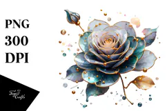 Red Rose with Golden Insertions PNG Product Image 1
