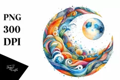 Whimsical Half Moon Colorful Clipart PNG Product Image 3