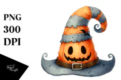 Funny Watercolor Halloween Hat PNG Product Image 1