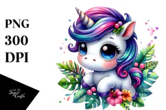 Cute Unicorn with Expressive Face, High-Res PNG Product Image 1